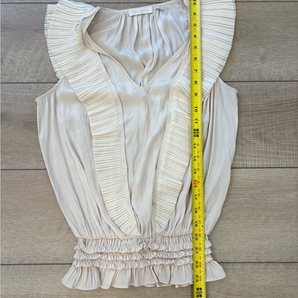 Ramy Brook Elegant Cream Ruffled Women's Top - Picture 7 of 8